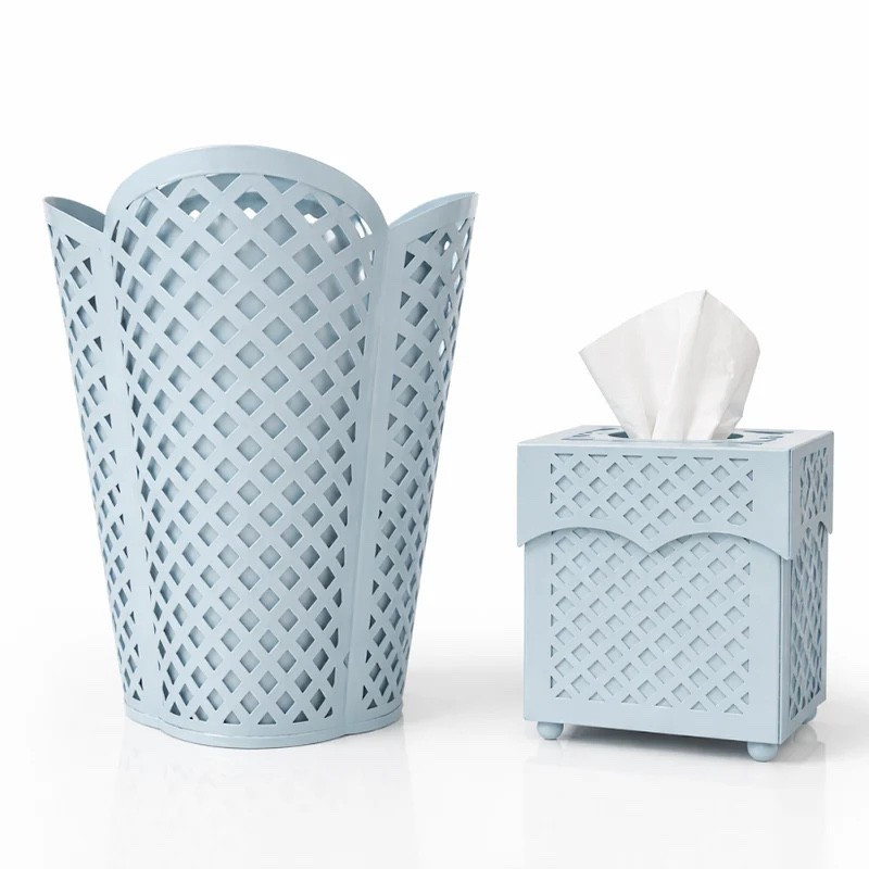 A simple and chic bathroom upgrade! 🩵 tissue holder and waste bin but make it grandmillenial 

#LTKMothersDay #LTKHome #LTKmorningroutine