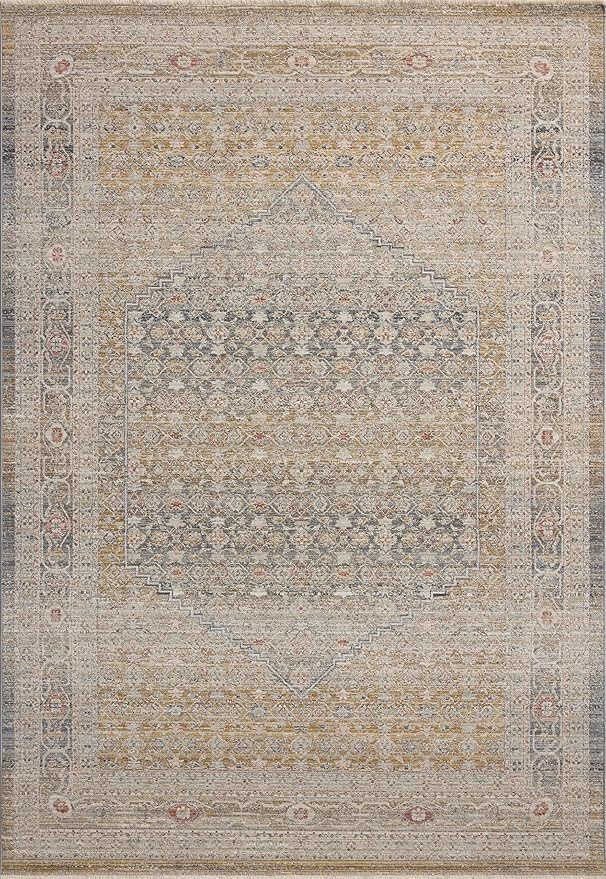 Loloi Chris Loves Julia Ida Collection IDA-02 Stone/Gold 7'-10" x 10', .19" Pile Height, Area Rug | Amazon (US)