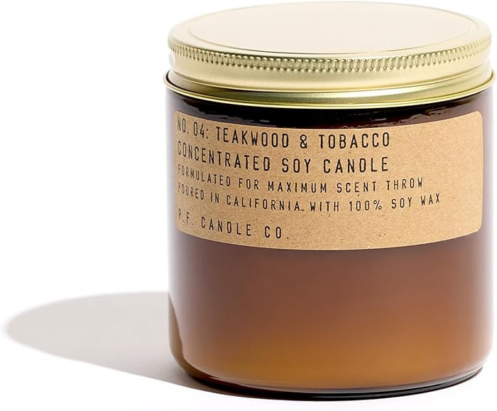 P.F. Candle Co. Teakwood & Tobacco Classic Large Concentrated Scented Soy Wax Candle (12.5 oz) 60... | Amazon (US)