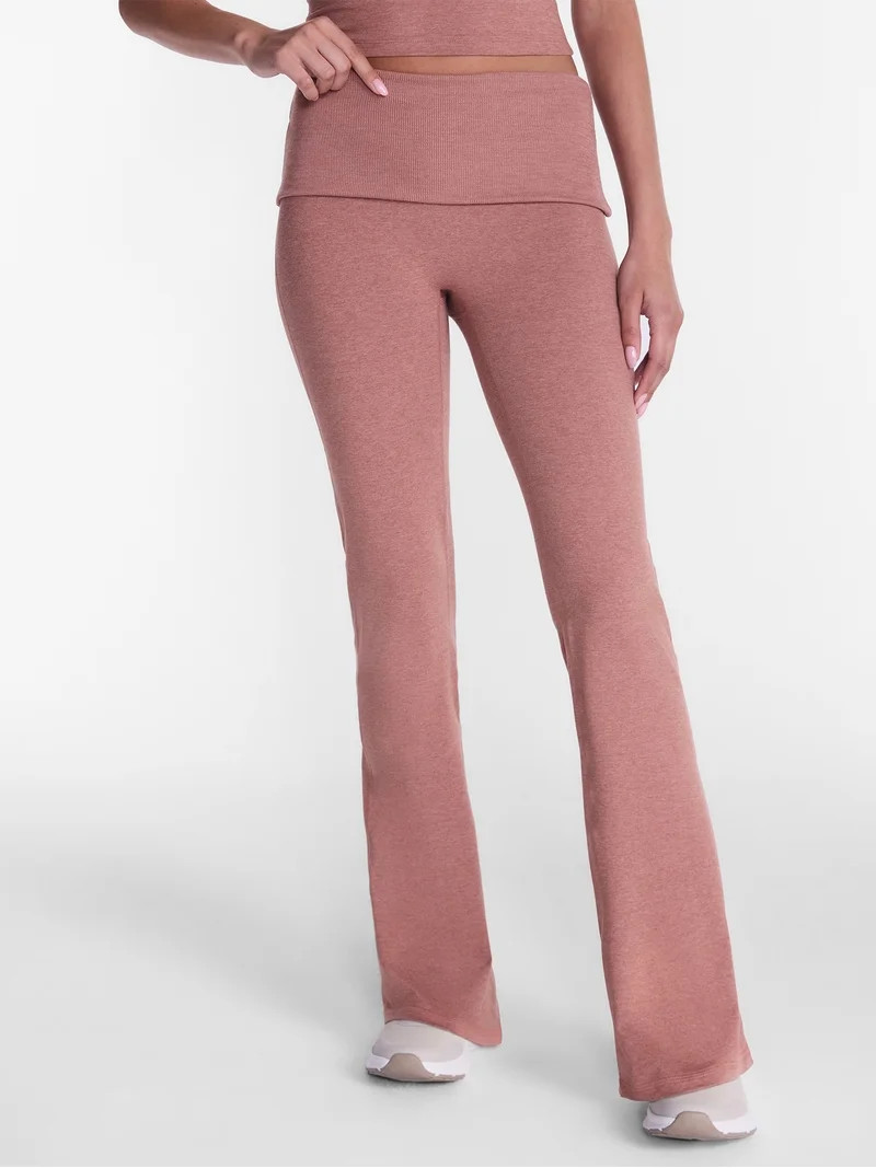 Athletic Works Women's ButterCore Flare Leggings with Fold Over Waist, 31" Inseam, Sizes XS-XXL | Walmart (US)