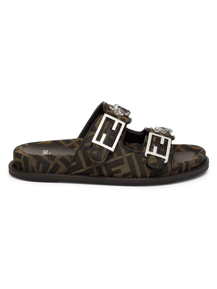 Fendi Feel Crystal-Embellished Monogram Sandals | Saks Fifth Avenue