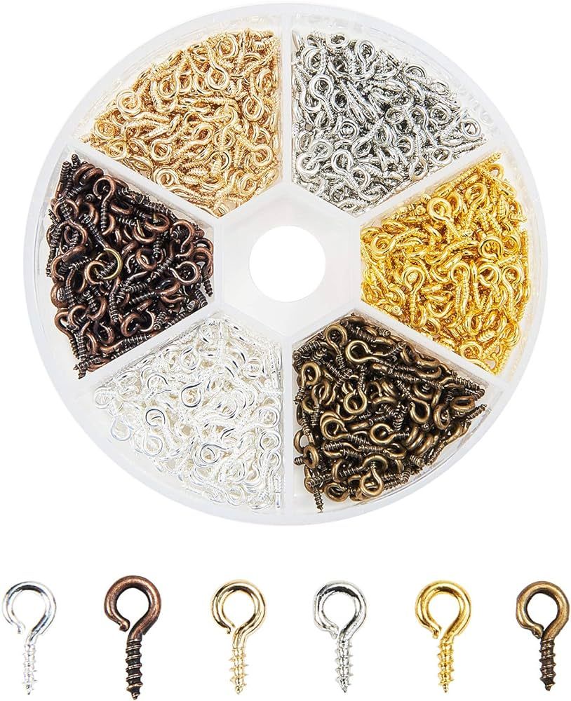 Kitbeads 900pcs Small Screw Eye Pins Mini Metal Eye Pins Eye Hooks Screw for DIY Art and Crafts, ... | Amazon (US)