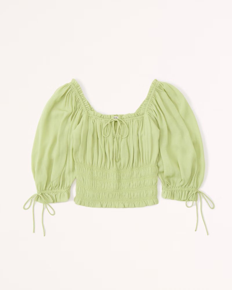 Women's Stringy Ruched Squareneck Top | Women's New Arrivals | Abercrombie.com | Abercrombie & Fitch (US)