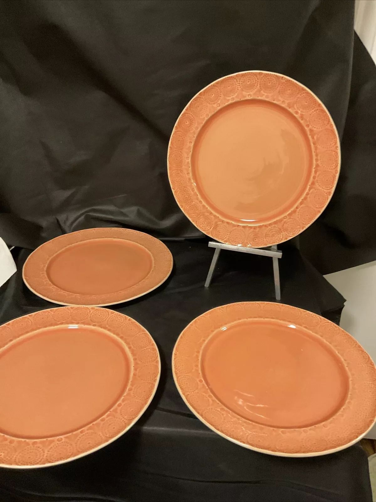 anthropologie old havana Peach Tone Set Of 4 Dinner Plates 11 3/4 In Size  | eBay | eBay US