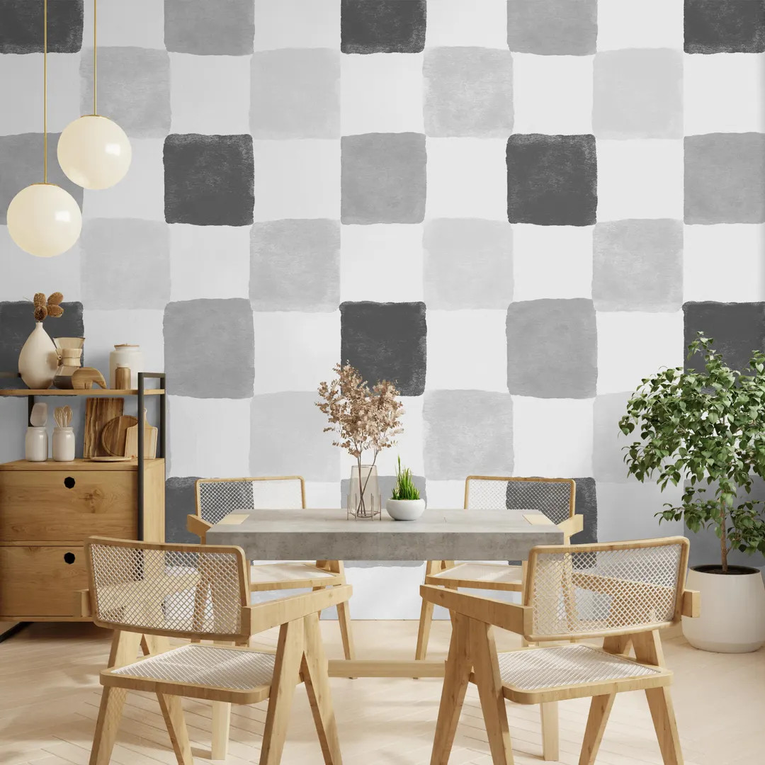 Peel and Stick Monochrome Checkered Pattern Kids Wallpaper - Etsy | Etsy (Global)
