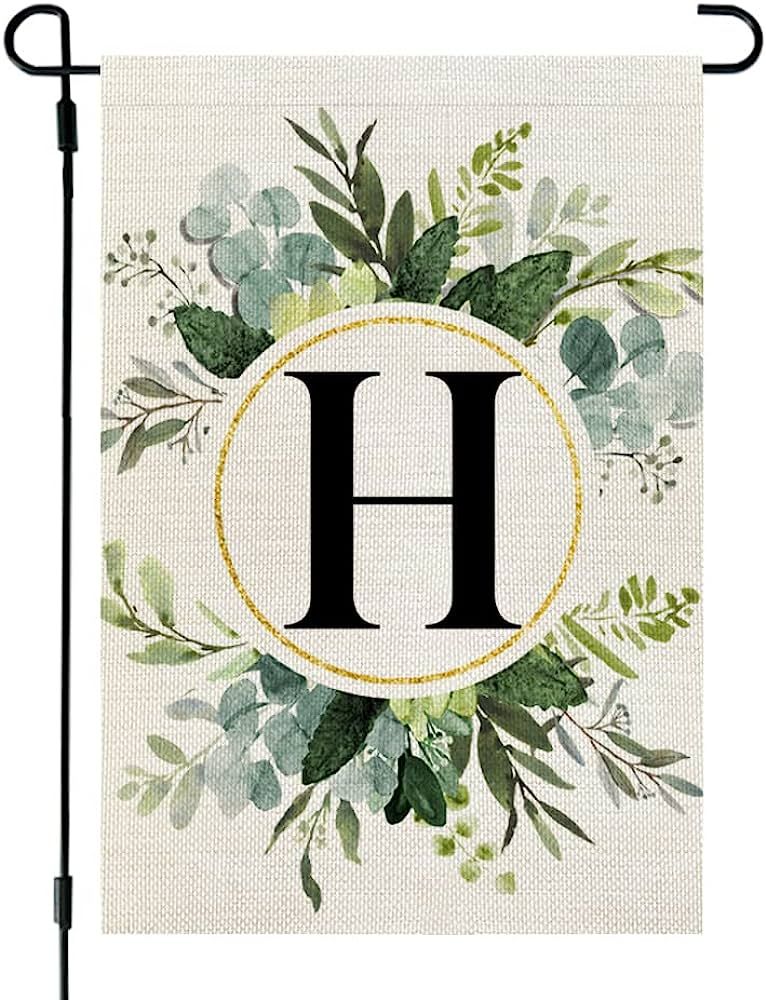 Crowned Beauty Monogram Letter H Garden Flag Floral 12x18 Inch Double Sided for Outside Small Bur... | Amazon (US)