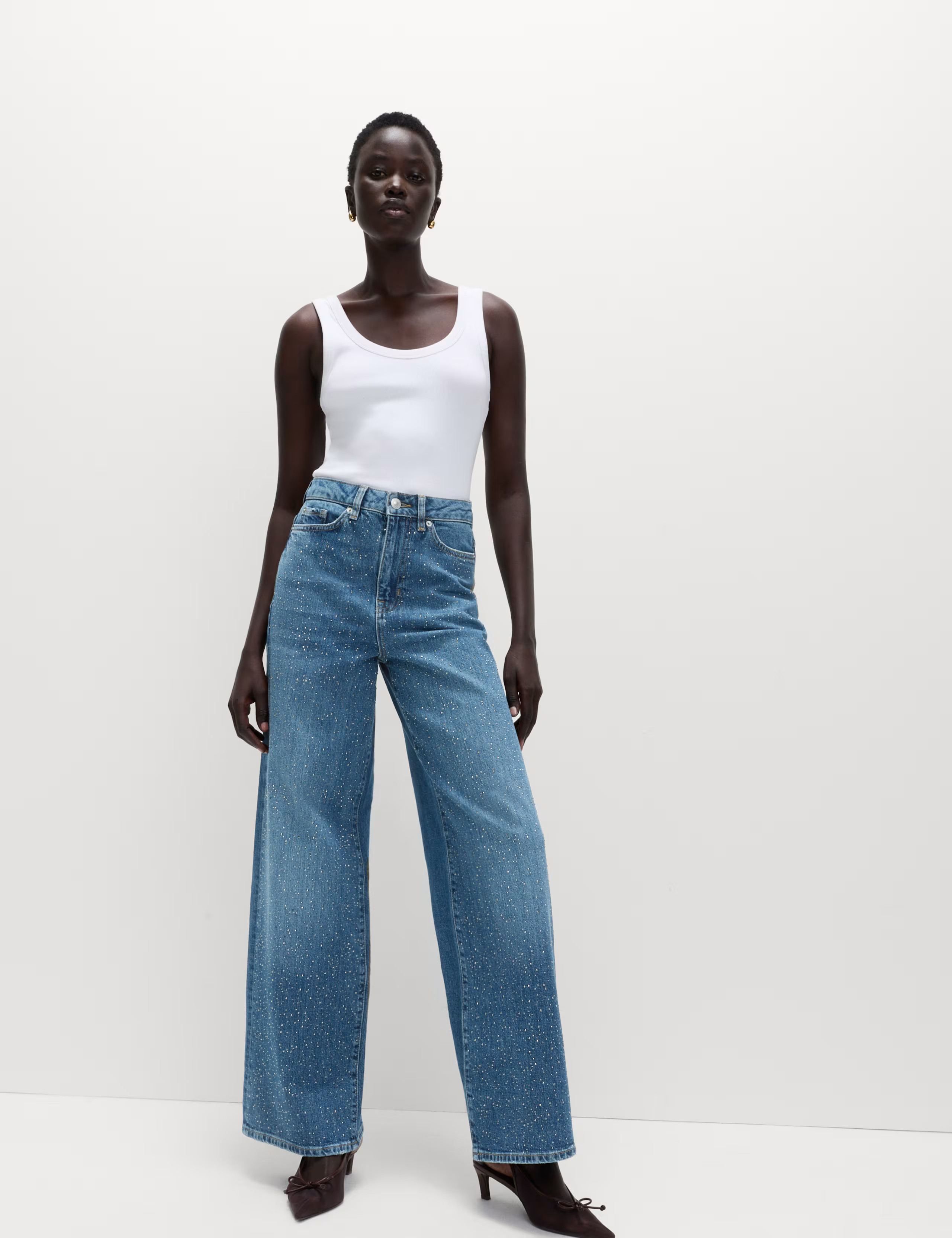 High Waisted Embellished Wide Leg Jeans | Marks & Spencer (UK)