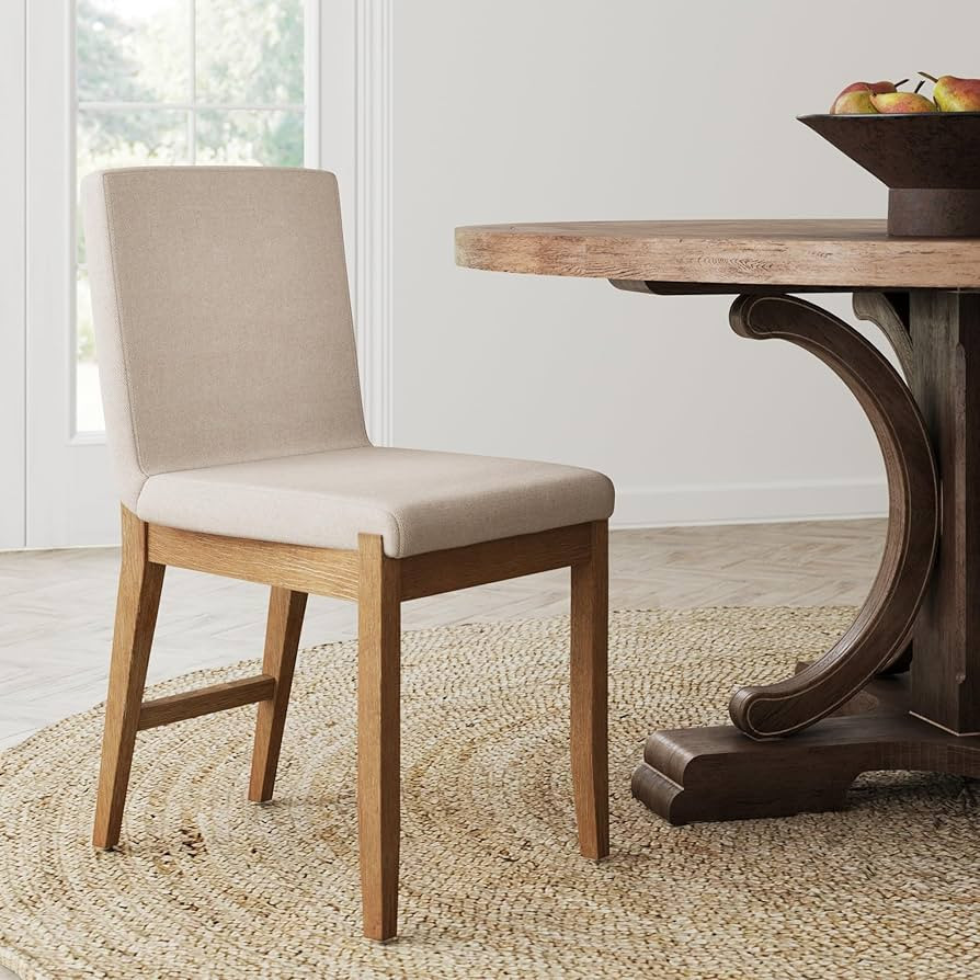 Nathan James Gracie Modern Dining Chair, Upholstered Accent Dining Chair in Natural Flax/Brown | Amazon (US)