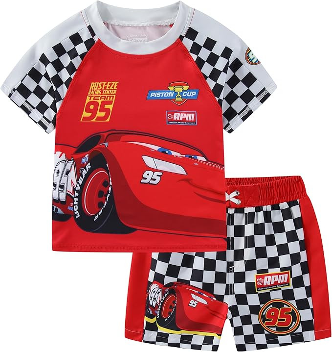 Disney Toy Story Stitch Cars Boys UPF 50+ Rash Guard and Swim Trunks Shorts Swimwear Set Swimsuit... | Amazon (US)