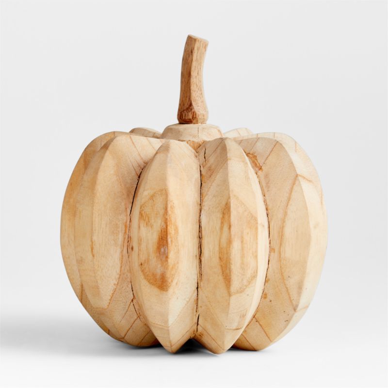 Large Wood Pumpkin + Reviews | Crate and Barrel | Crate & Barrel
