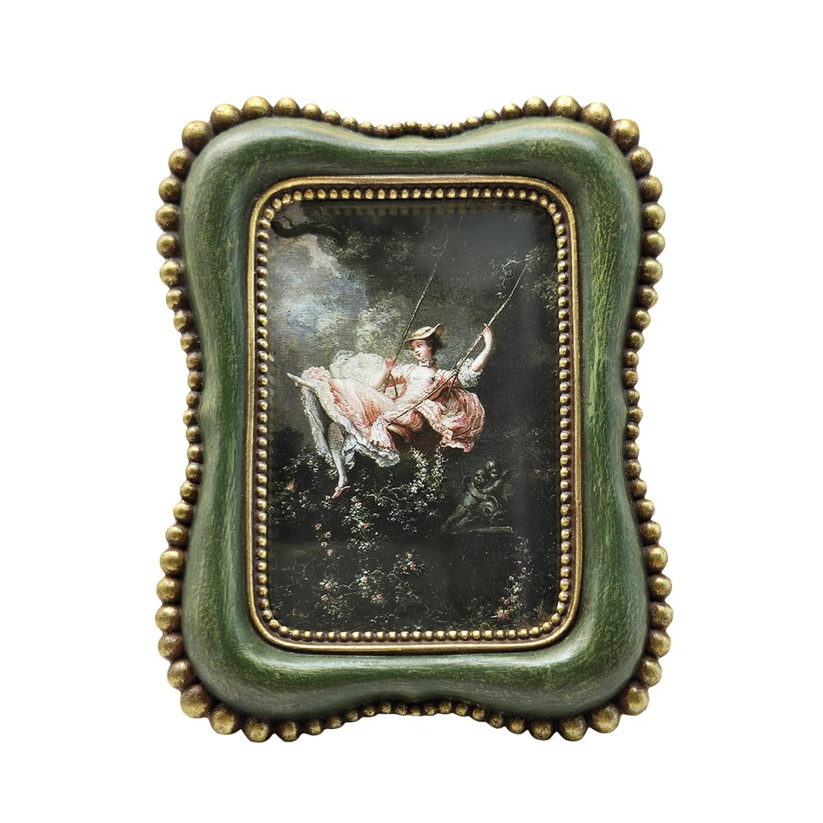 2.5x3.5 Small Vintage Picture Frame, Tiny Antique Green Ornate Photo Frame, for Tabletop and Wall... | Amazon (US)