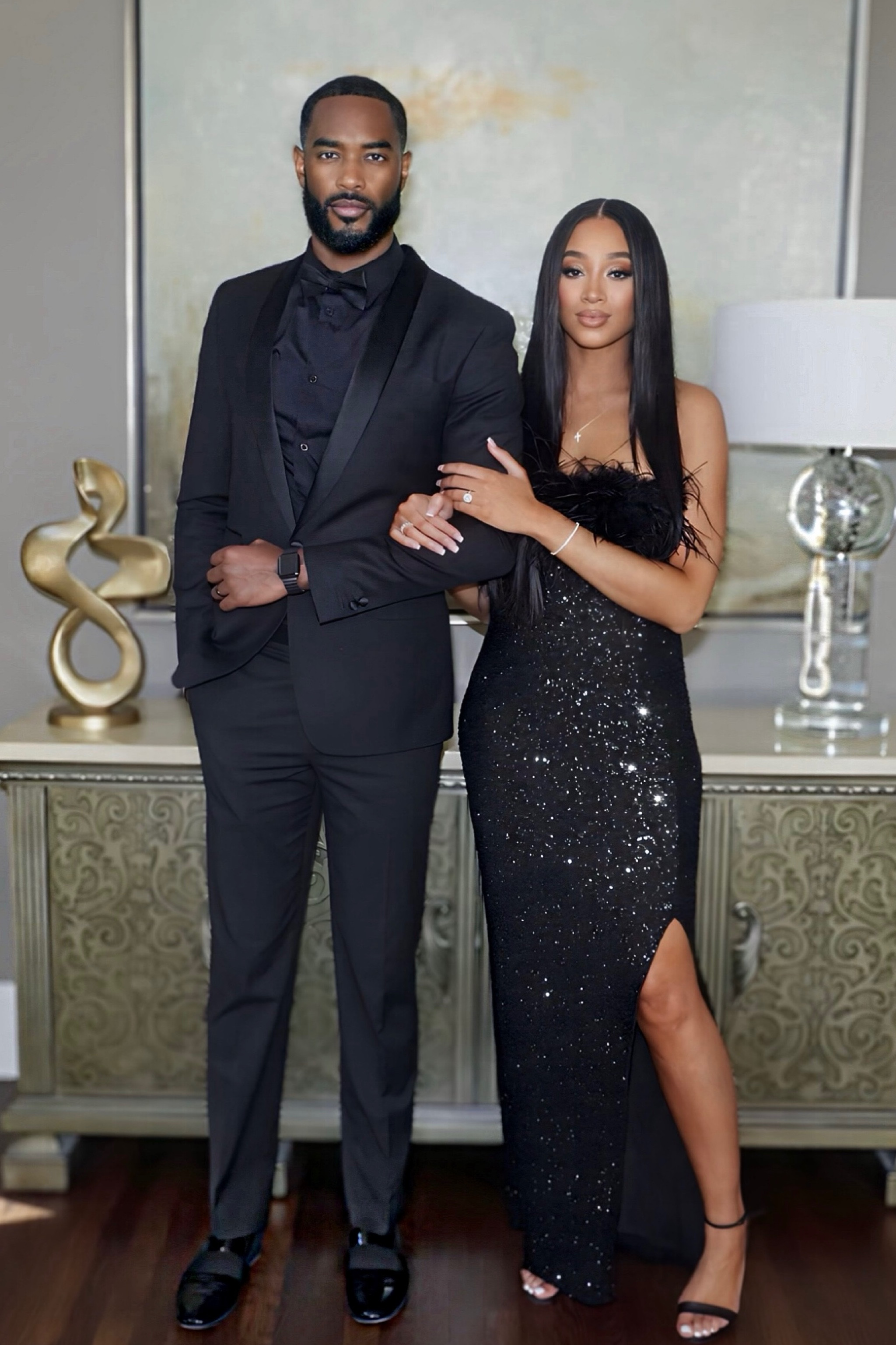 Shimmering Showstopper with soft feathers! Obsessed with this dresss