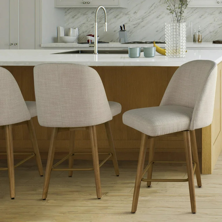 Better Homes & Gardens Springwood Swivel Barstool, Set of 2, Light Honey Finish | Walmart (US)