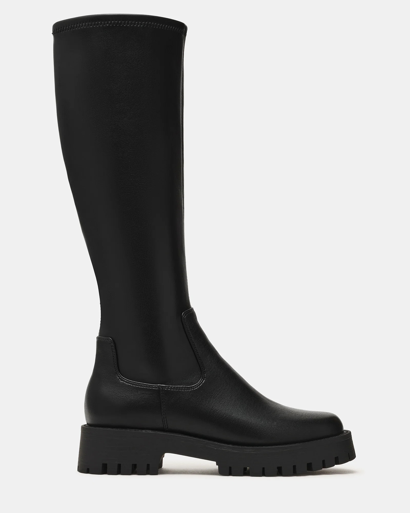 LABELLE Black Knee-High Lug Platform Women's Boot | Steve Madden (US)