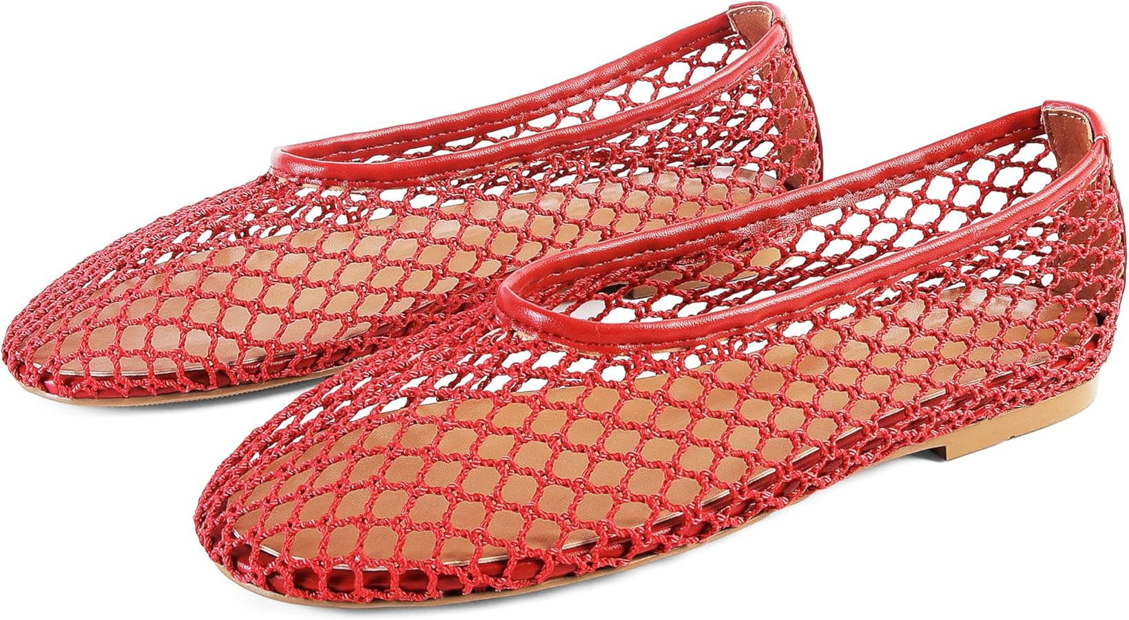 SOVANYOU Mesh Ballet Flats for Women Slip On Round Toe Comfy Casual Office Fishnet Ballerina Flat... | Amazon (US)