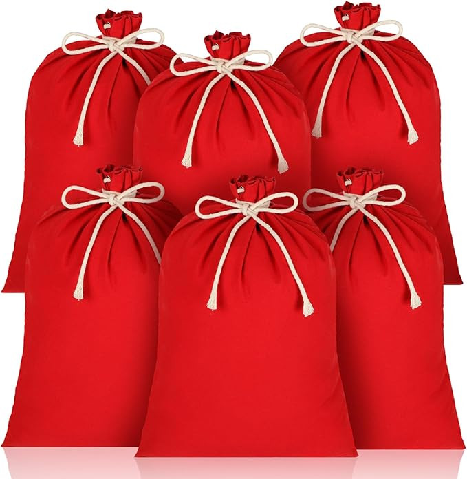 Newwiee 6 Pcs Large Christmas Canvas Gift Bag - 26.7 x 19.7 Inch Santa Sublimation Blank Red Bag ... | Amazon (US)