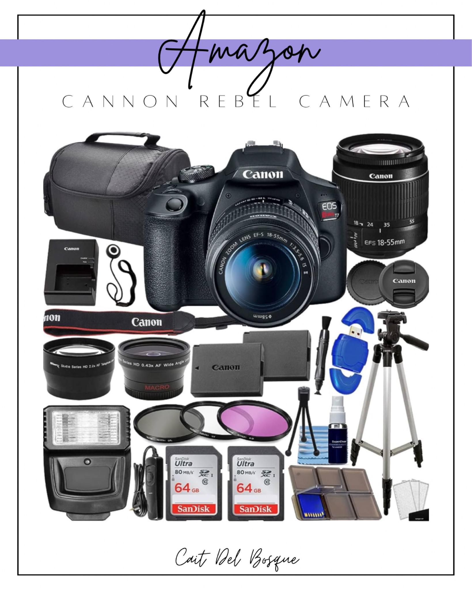 Canon Rebel Camera with all the accessories! Such a great price on Amazon right now! 📸

#canon #camera #amazon #amazonfinds

#LTKfamily #LTKGiftGuide #LTKsalealert
