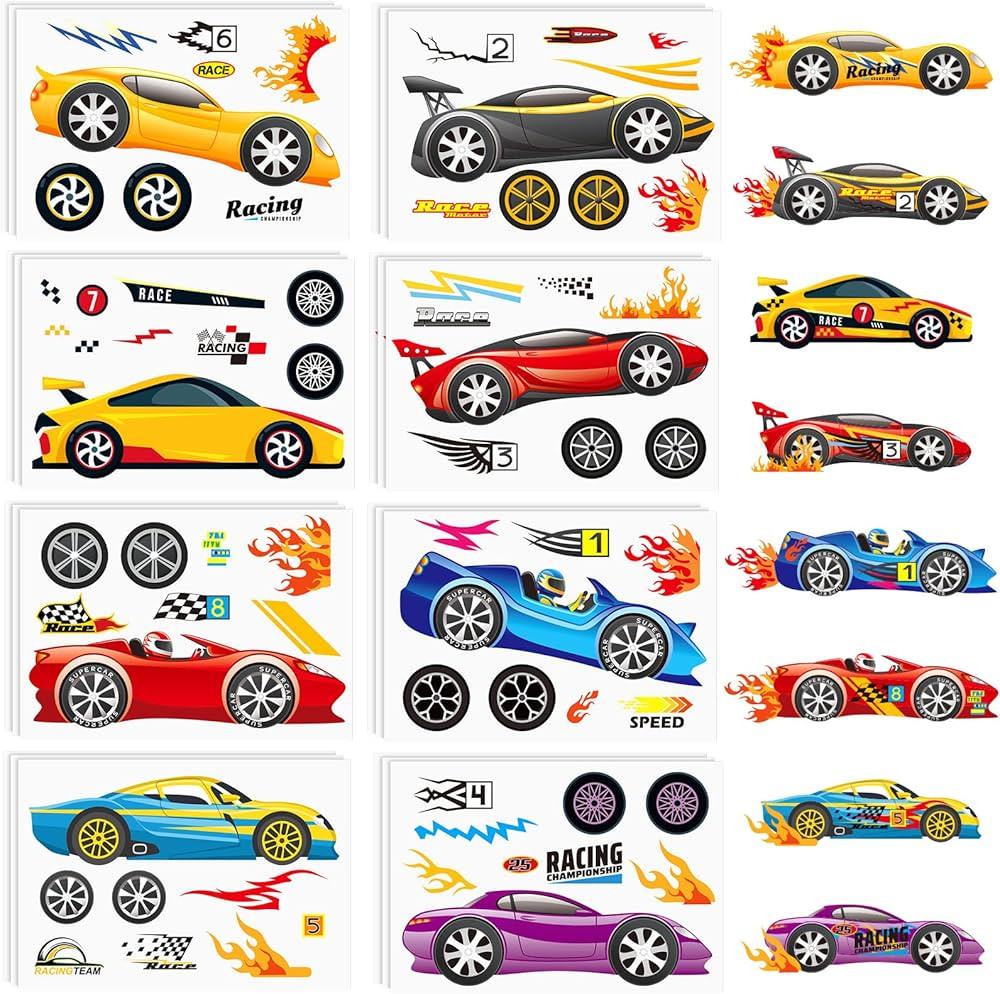 48 Sheets Make a Race Car Stickers Make Your Own Race Car Stickers Make A Face Stickers Race Car ... | Amazon (US)