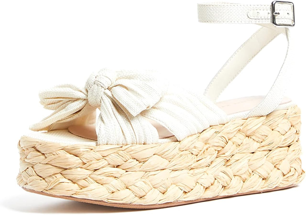 DOEYG Pleated Bow Espadrille Sandals for Women Platform Wedges Sandals Comfortable Casual Dressy ... | Amazon (US)