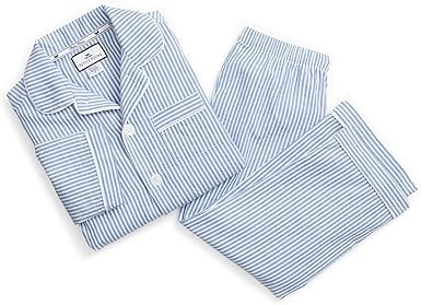 Petite Plume Children's French Blue Seersucker Pajama Set | Amazon (US)