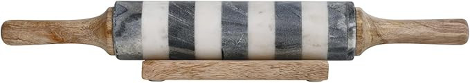 Bloomingville Striped Marble Rolling Pin with Wood Stand, Natural, Black, and White Kitchen Utili... | Amazon (US)