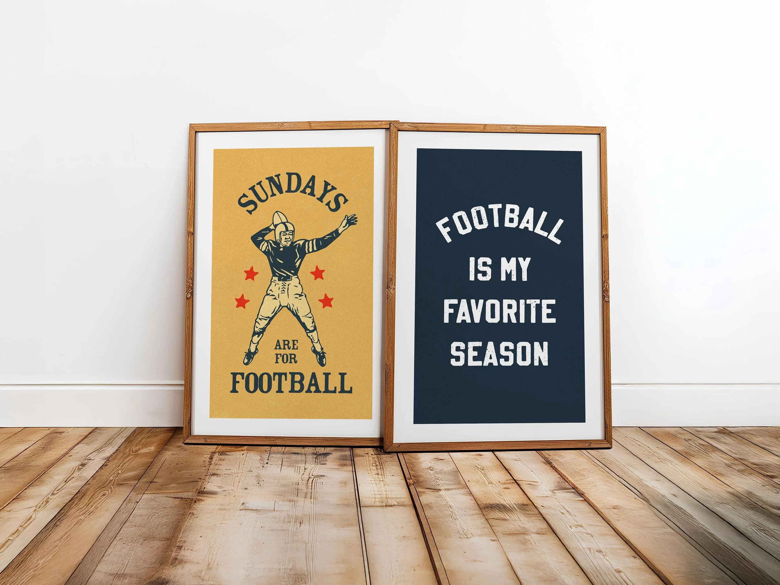 Football Fan Prints Retro Sports Wall Art Home Decor Office Wall Art Set 2 | Walmart (US)