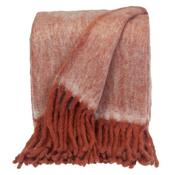 Nagar Transitional Red Handloomed 52" x 67" SyntheticMohair Wool Throw Blanket - Bed Bath & Beyon... | Bed Bath & Beyond