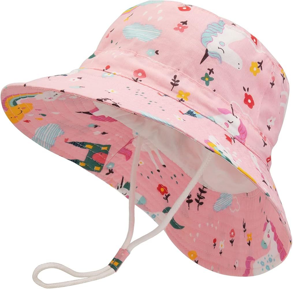 JUPSK Kids Bucket Hat, Unisex Child Summer Hat Wide Brim Sun Protection Hat, Foldable Beach Cap w... | Amazon (UK)