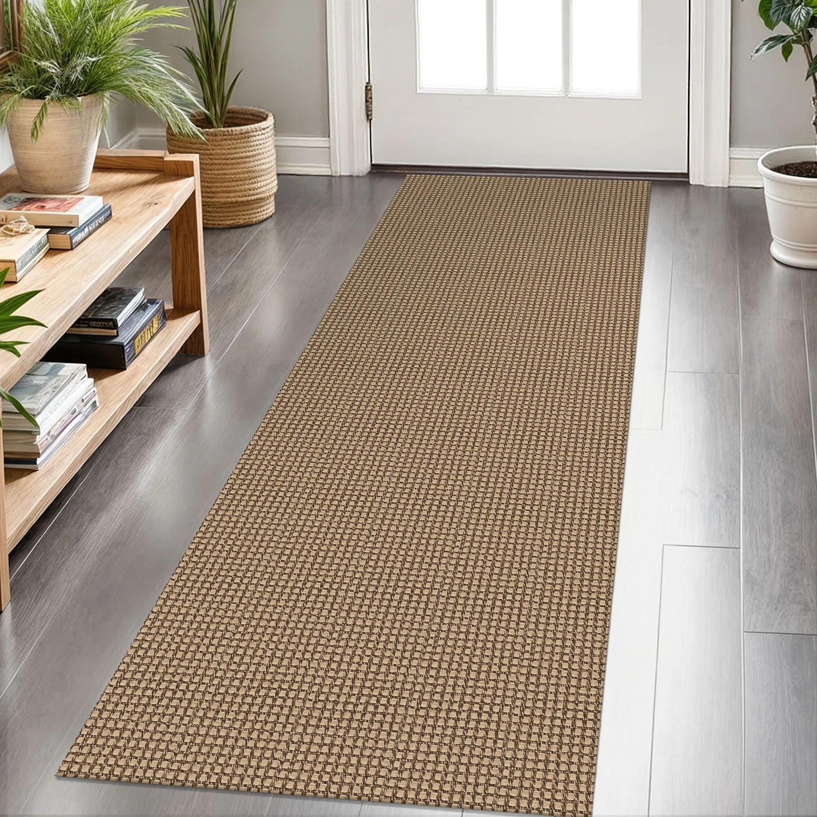 Machine Washable Cotton Area Rug with Non-Slip Backing， Tan/Brown | Wayfair North America