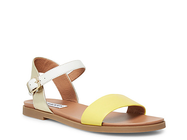 Steve Madden Dina Sandal - Women's - Yellow/White/Gold Metallic | DSW