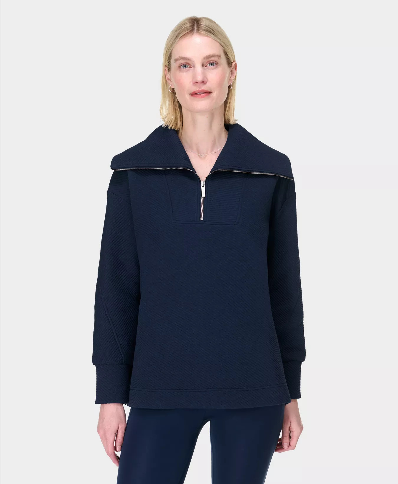 Radiant Half Zip Sweatshirt - Navy Blue Marl | Women's Jumpers + Hoodies | Sweaty Betty | Sweaty Betty UK