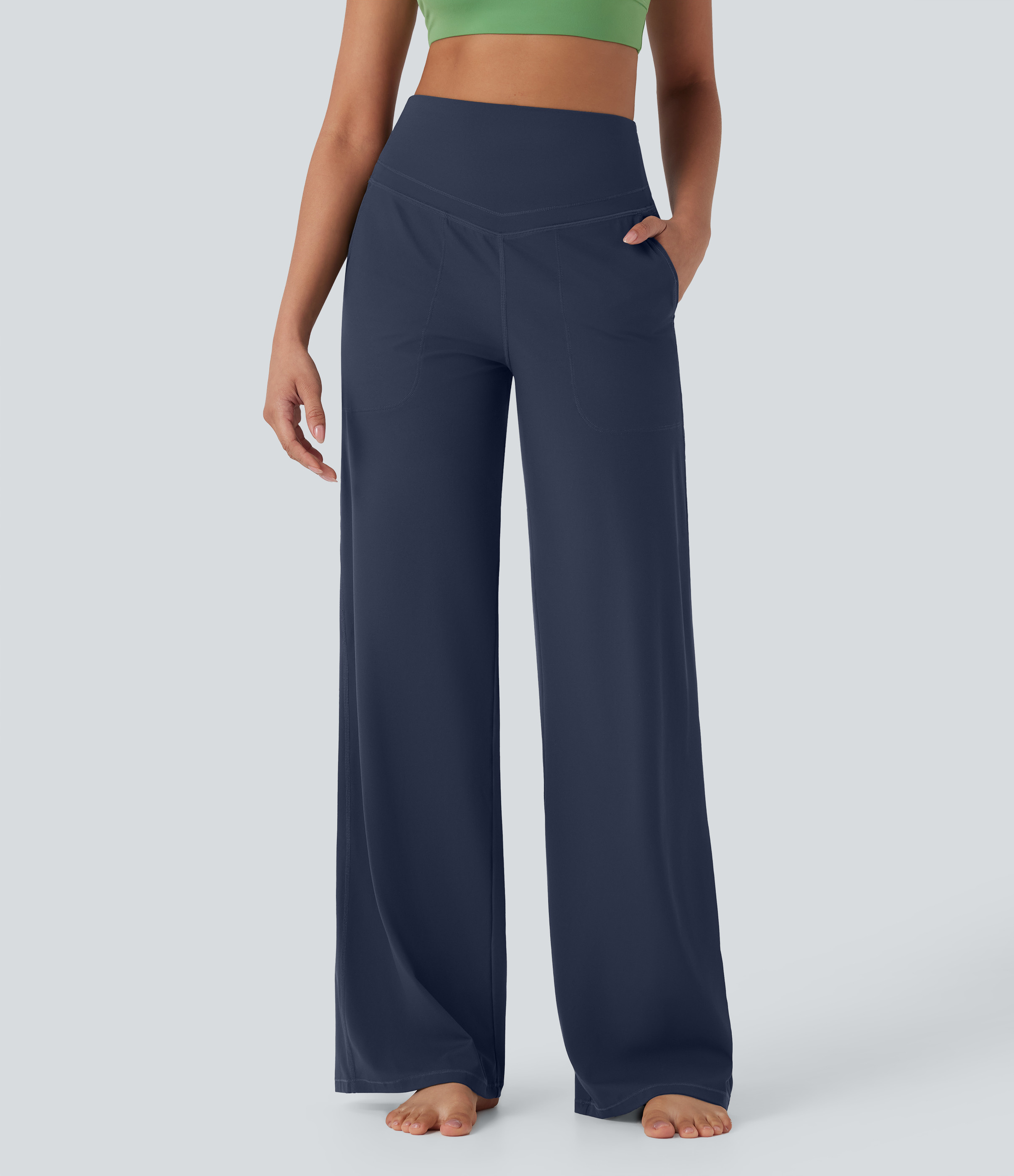 Halara Halara UltraSculpt™ SoCinched High Waisted Tummy Control Straight Leg Yoga Pants with Pockets - Mood Indigo - XS(regular) | HALARA