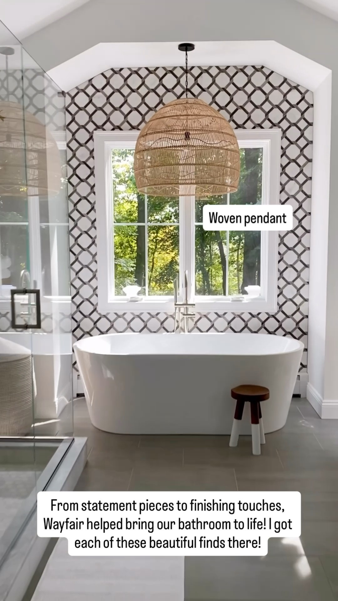 It's amazing how the right pieces can completely elevate a bathroom. ✨ From the woven pendant to the mirror, lighting, and accessories, @Wayfair helped bring this space together beautifully. I'm linking all of my Wayfair finds so you can recreate the look in your own home! #Ad #WayfairPartner #Wayfair

#LTKHome