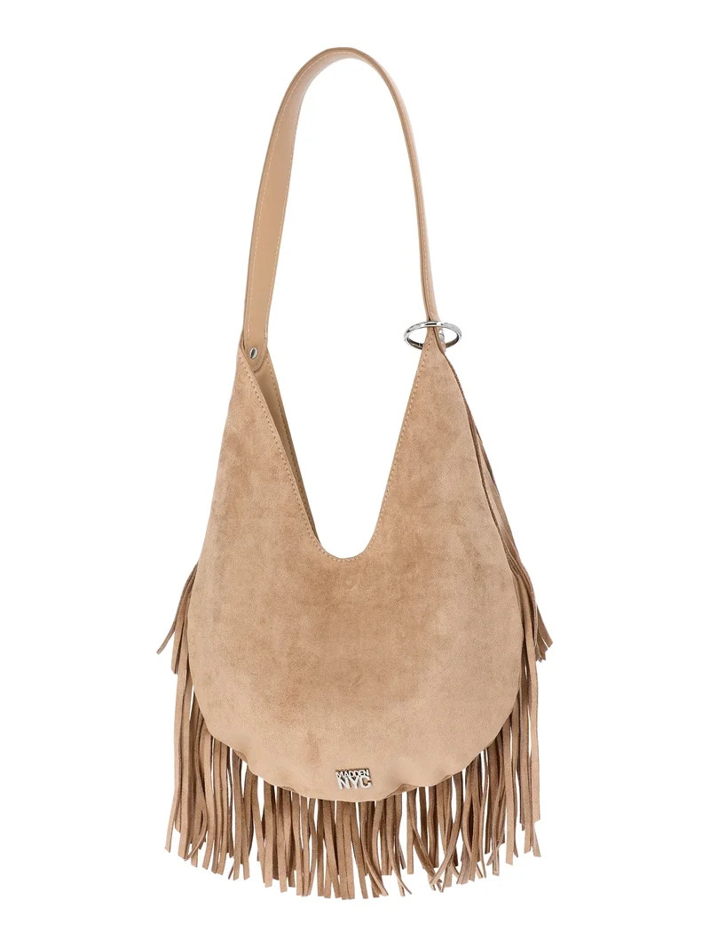 Madden NYC Women's Fringe Hobo Bag, Khaki | Walmart (US)