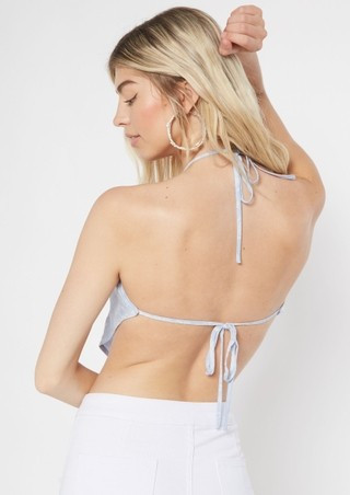 Blue Bandana Print Halter Tie Back Scarf Top | rue21