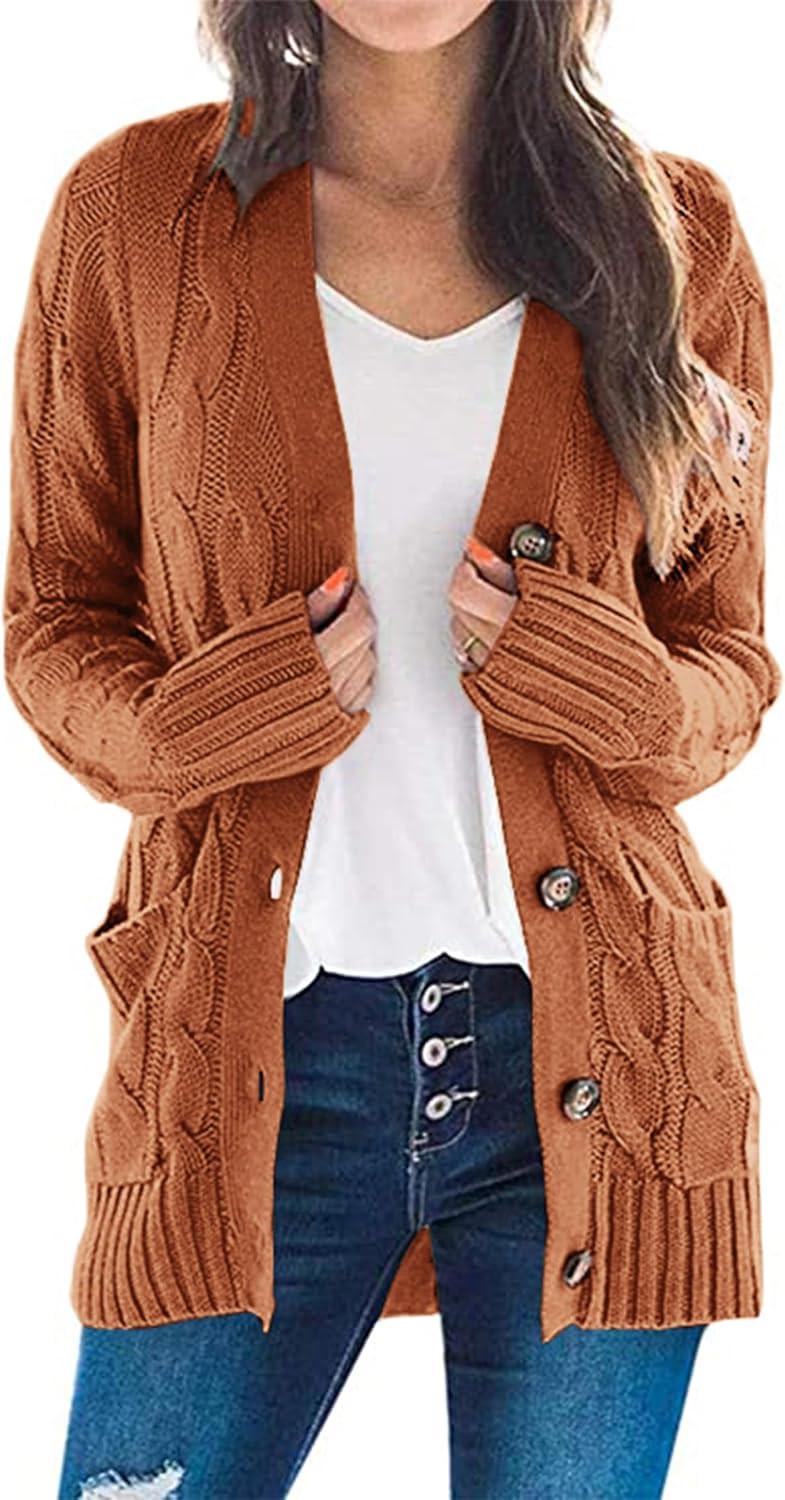 PRETTYGARDEN Women's Cable Knit Cardigan Sweaters Fall | Amazon (US)