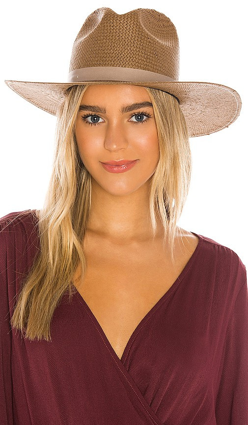 Janessa Leone Adriana Hat in Brown. - size S | Revolve Clothing (Global)