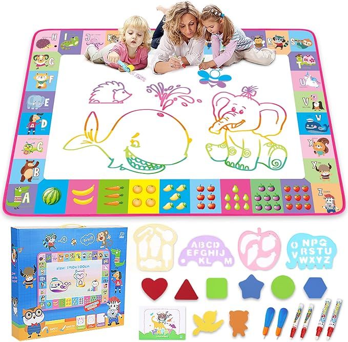Water Doodle Mat - Kids Painting Writing Doodle Toy Board - Color Doodle Drawing Mat Bring Magic ... | Amazon (US)