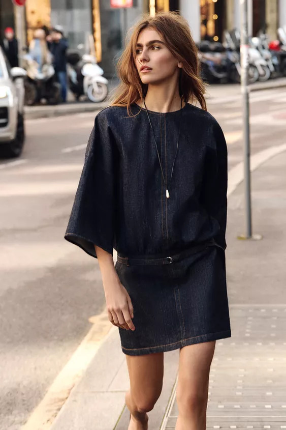 Z1975 BELTED DENIM DRESS | Zara US