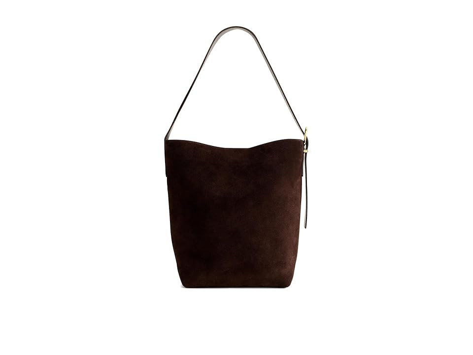 Madewell The Essential Bucket Tote in Suede Handbags Dark Carob, Leather/Suede | Zappos