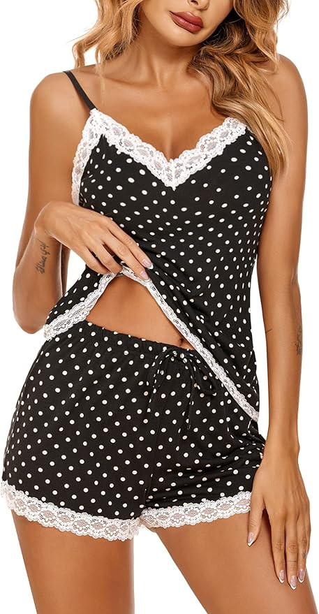 Avidlove Women Cami Pajama Set Modal Sleepwear Lace Trim Short PJ Set with Shorts | Amazon (US)