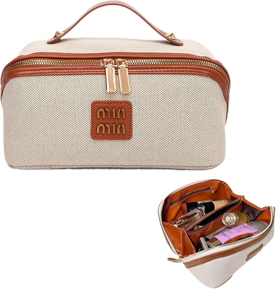  
Visit the Store, QRZLP
QRZLP
Visit the Store
3.0
3.0 out of 5 stars
(1)
Large Capacity Travel Makeup Bag, Open Flat Canvas & Leather Cosmetic Bag with Double Zipper, Portable Water-resistant Toiletry Organizer with Divider and Handle for Women (Beige)
 
 
 
 
 
 
 
 No spoken audio
flat makeup bag qifei2022
-0:33
 
Currently unavailable.
We don't know when or if this item will be back in stock.
Add to List
 | Amazon (US)