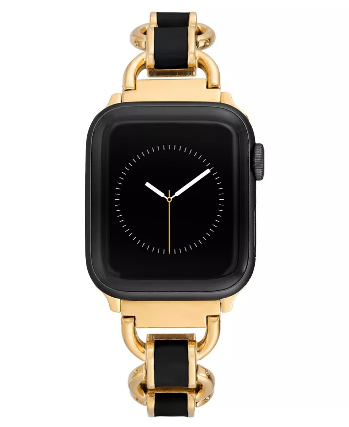 Women's Gold-Tone Alloy and Black Enamel Chain Bracelet Compatible with 38/40/41mm Apple Watch | Macy's