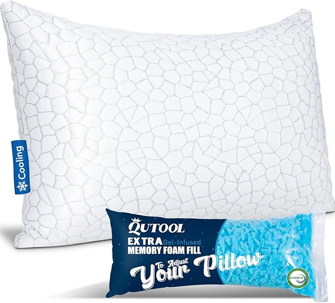 QUTOOL Cooling Bed Pillows for Sleeping Adjustable Gel Shredded Memory Foam Pillows King Size - L... | Amazon (US)