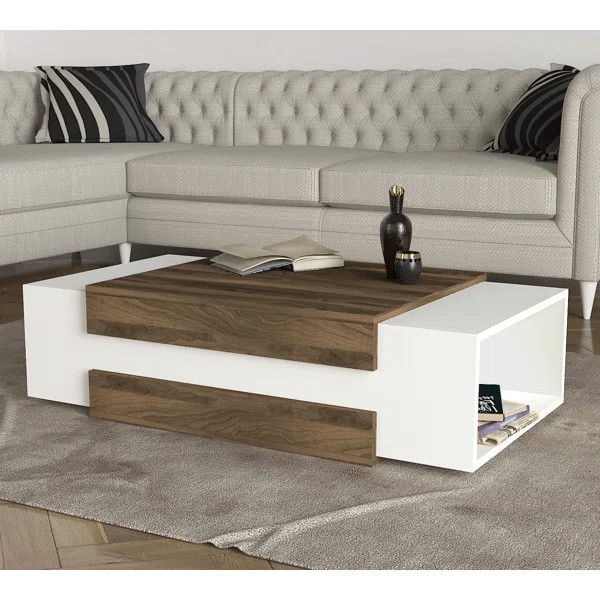 Aksha Floor Shelf Coffee Table with Storage | Wayfair North America