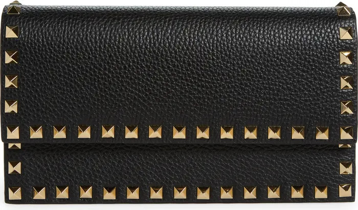 Valentino Garavani Rockstud Leather Wallet on a Chain | Nordstrom | Nordstrom