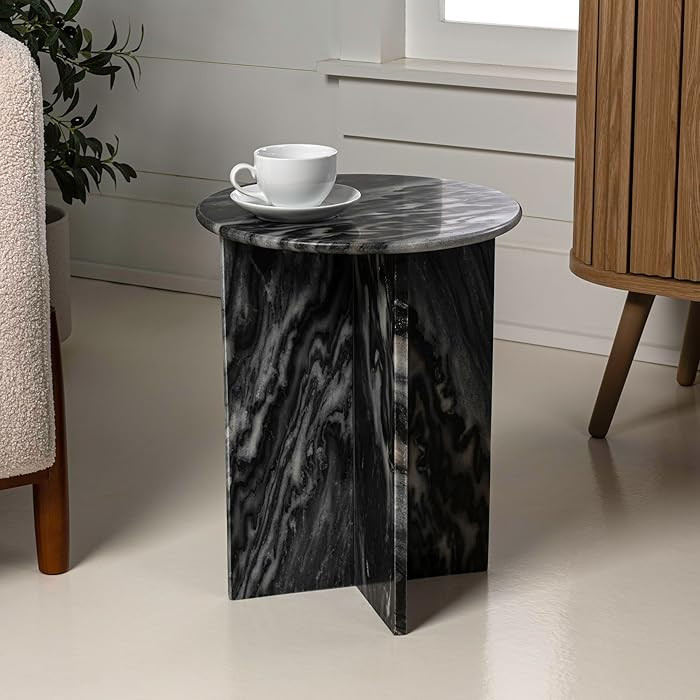 JONATHAN Y MTB1103B Javier 17.75" Contemporary Natural Marble Handmade X-Shaped End Table for Liv... | Amazon (US)