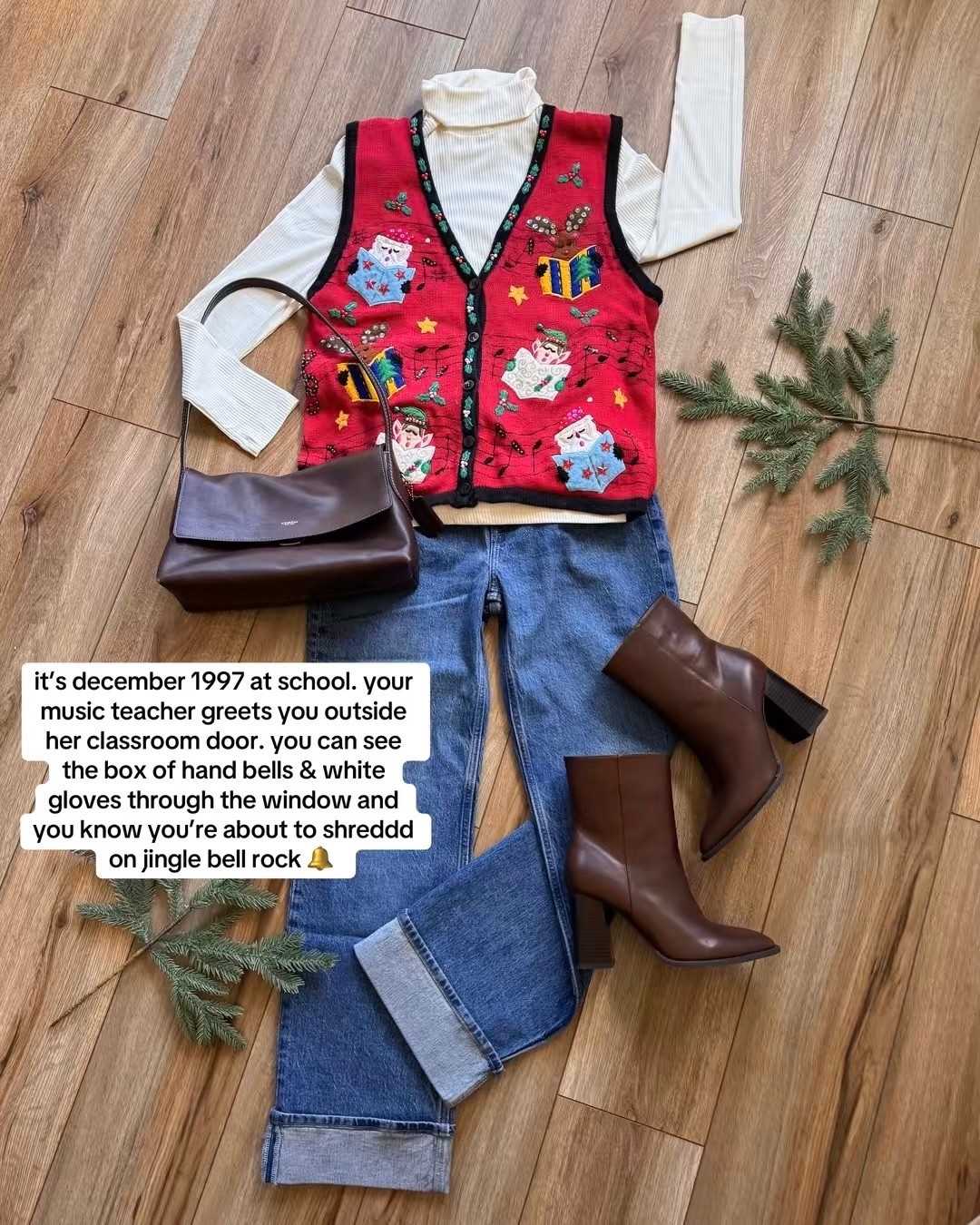 90s christmas inspired outfit. vintage vest is from ebay! there are so many dif ones available!

#LTKSeasonal #LTKstorytime #LTKSaleAlert