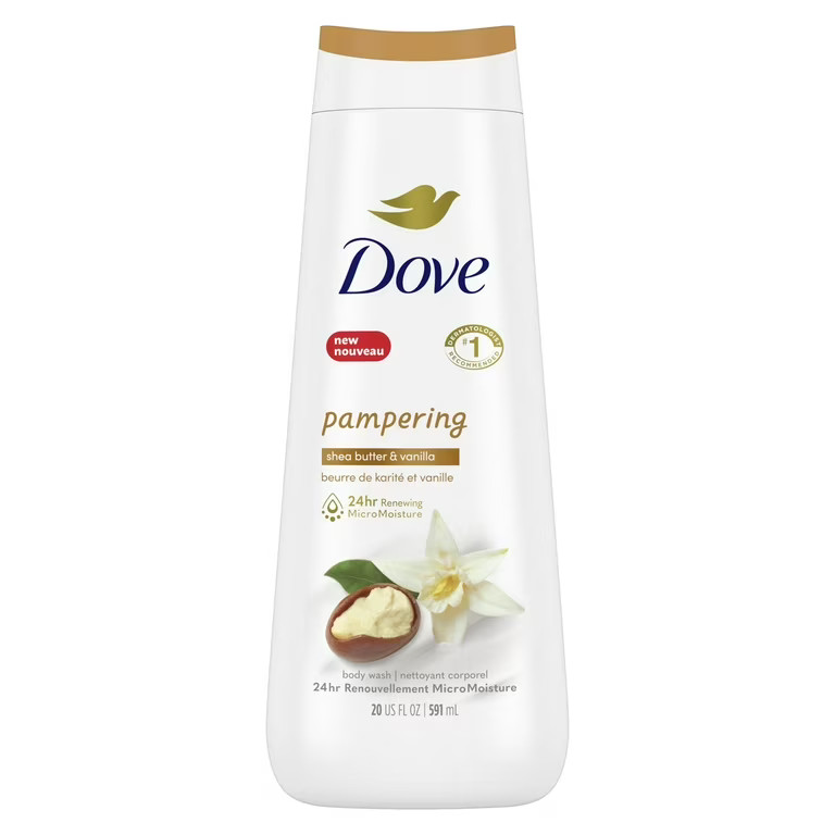 Dove Pampering Long Lasting Gentle Body Wash Twin Pack, Shea Butter and Vanilla, 20 fl oz | Walmart (US)