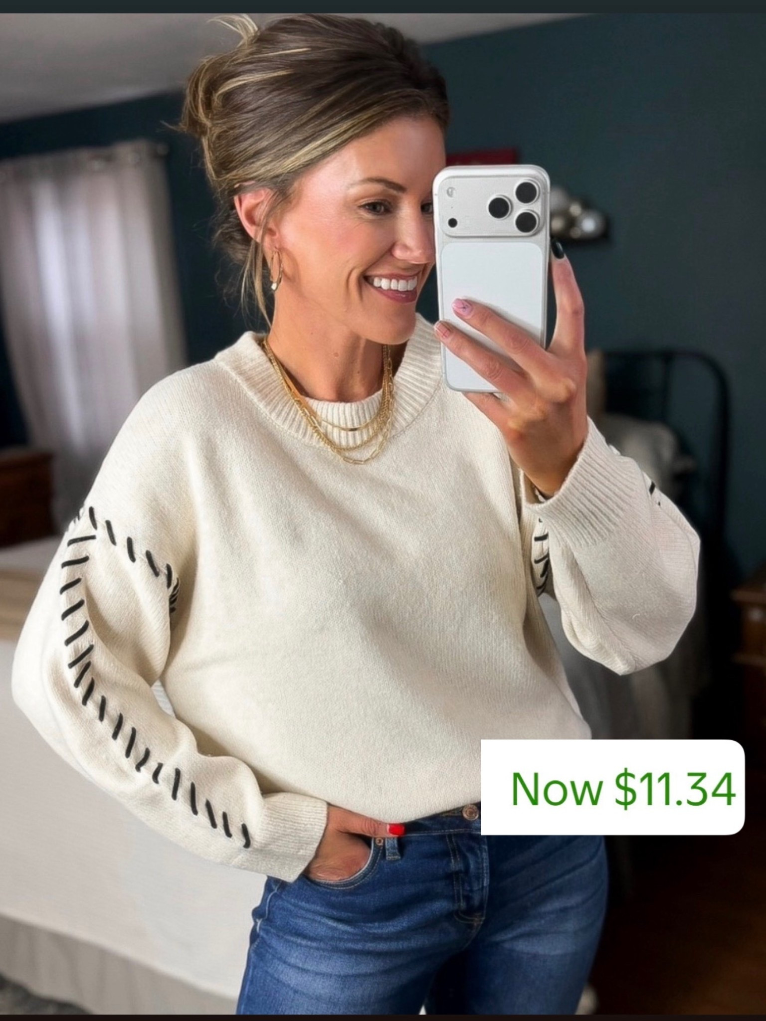 Now clearance priced!!

The contrast stitching on this sweater caught my eye. 
Plus sizes. Wearing 0X

#LTKSeasonal #LTKHoliday
